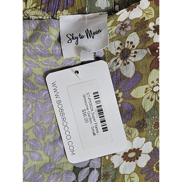 Sky To Moon Pants Womens Small Multicolor Floral Bobbi Rocco Super Flare Boho - Picture 3 of 9